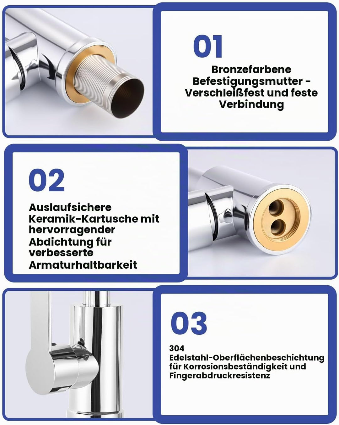 Flexible Spültischarmatur Wasserhahn Küche Flexibel Einhebel Spültischarmatur, Flexibler 360° Drehba