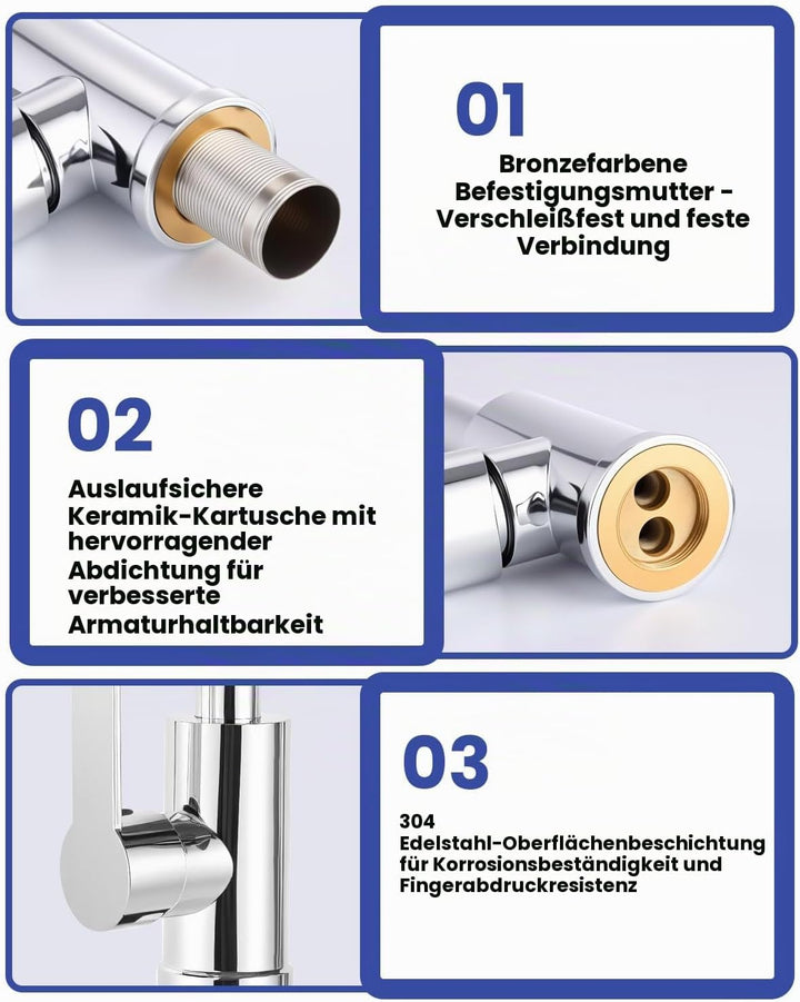 Flexible Spültischarmatur Wasserhahn Küche Flexibel Einhebel Spültischarmatur, Flexibler 360° Drehba