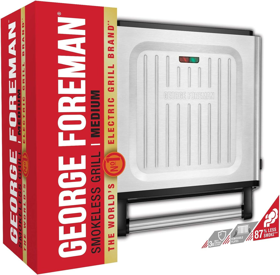 George Foreman Kontaktgrill & Panini- / Sandwichgrill [Smokeless - 87% weniger Rauch] Tischgrill (ab