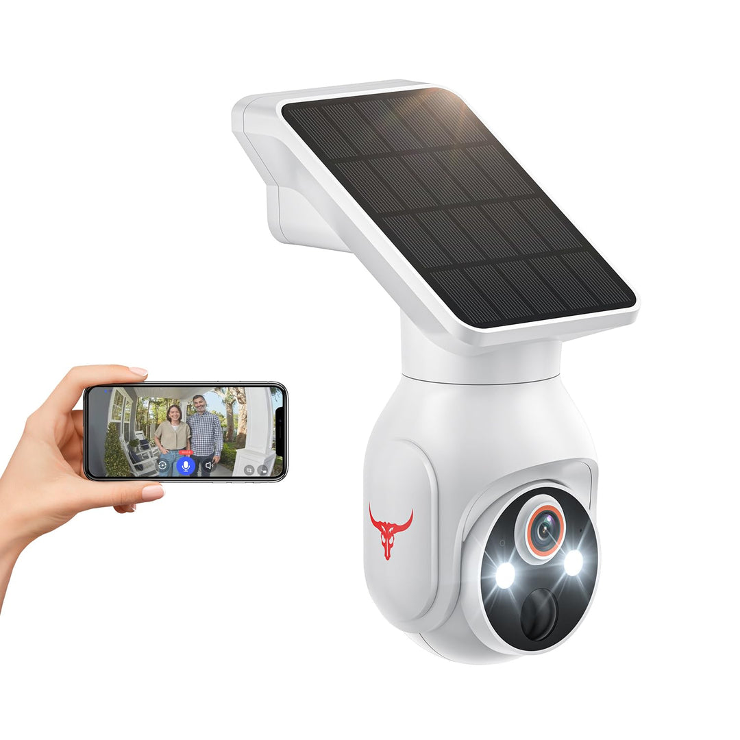WiFi 1080p Security Camera with Solar Power, Smart Security Camera With 2-Way Audio, Wall Mounted, W
