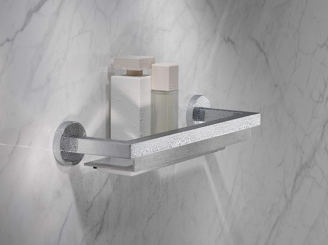 Keuco Duschablage aus Metall hochglanz-verchromt und Aluminium silber eloxiert, 11x40x6cm, Wandmonta