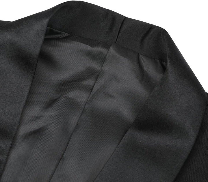 Sliktaa Herren Anzug 3 Teilig Slim Fit Reihe Einfarbig Stoff Business Shawl Kragen Klassisch Tunika