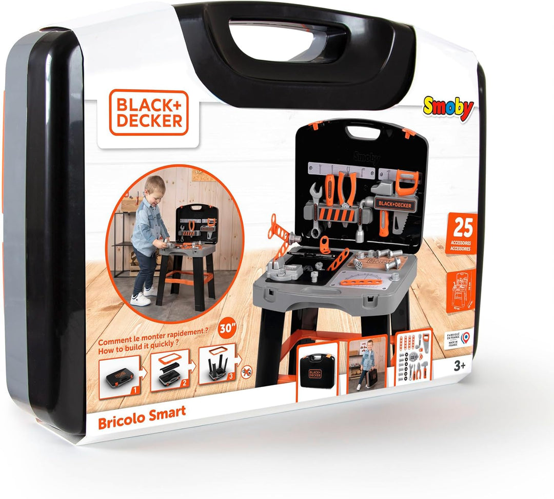 Smoby - Black+Decker Werkzeugkoffer Bricolo Smart (43x35x76 cm) - Werkbank-Koffer für Kinder ab 3 Ja