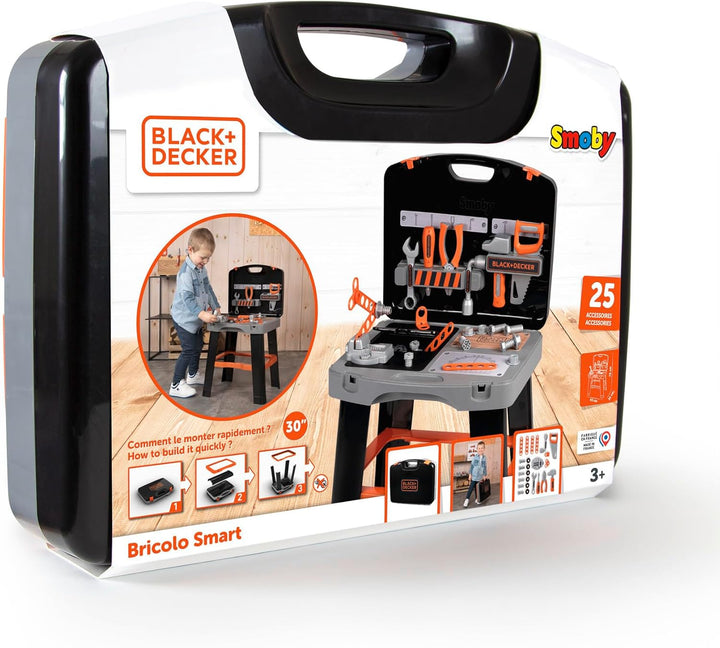 Smoby - Black+Decker Werkzeugkoffer Bricolo Smart (43x35x76 cm) - Werkbank-Koffer für Kinder ab 3 Ja