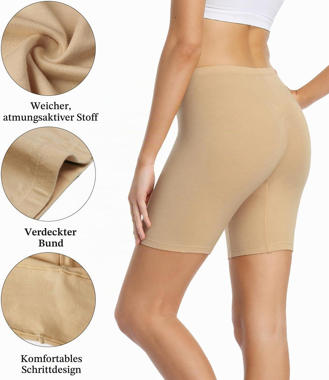 wirarpa Radlerhose Damen Kurz Baumwolle Boxershorts Unter Kleid Rock Unterhosen mit Bein Anti Scheue