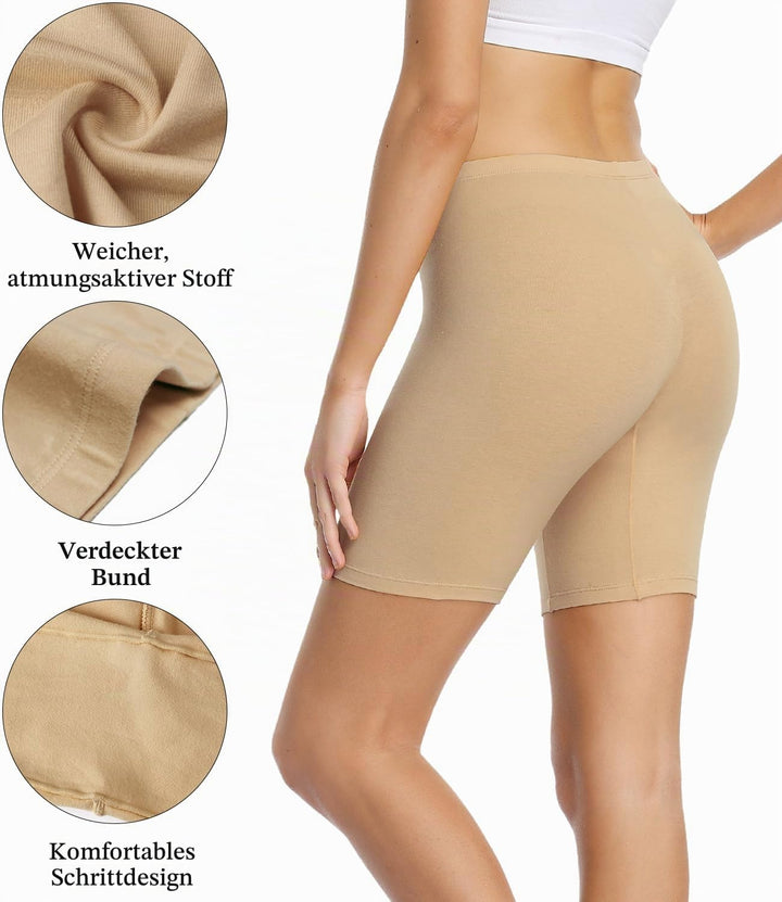 wirarpa Radlerhose Damen Kurz Baumwolle Boxershorts Unter Kleid Rock Unterhosen mit Bein Anti Scheue