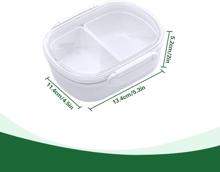 2 Stück Snackbox mit 2 Fächern,Brotdose Klein Bento Box Kinder Frühstücksbox Frischhaltedosen mit De
