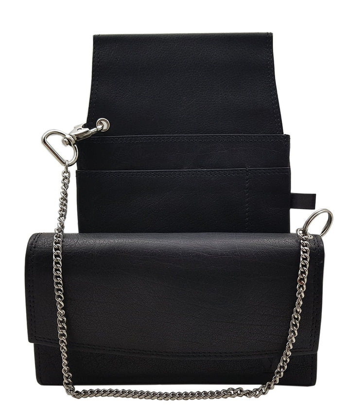 myledershop Echt Büffelleder Kellnerbörsen-Set bestehend aus Kellnerbörse + Holster + Kette/Geldbörs