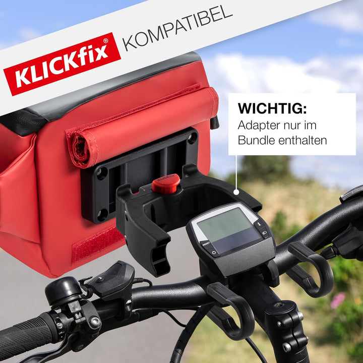 Valkental x KLICKfix 3in1 Lenkertasche 4L, Handyfach, Ebike geeignet | Vollreflektierend für hohe Si
