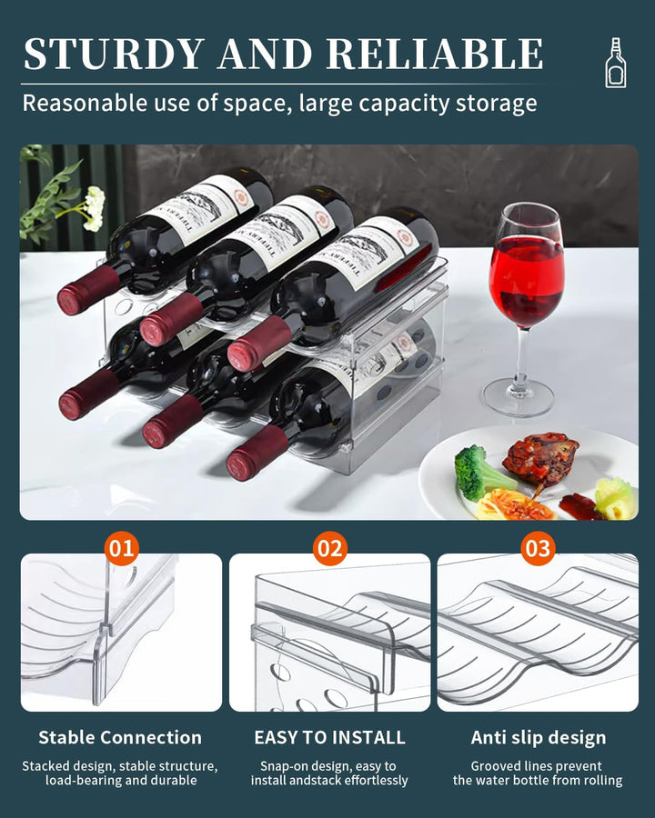 Flaschenhalter Kühlschrank Stapelbar 6 Flaschen - Effizienter Flaschen Organizer für Kühlschrank und