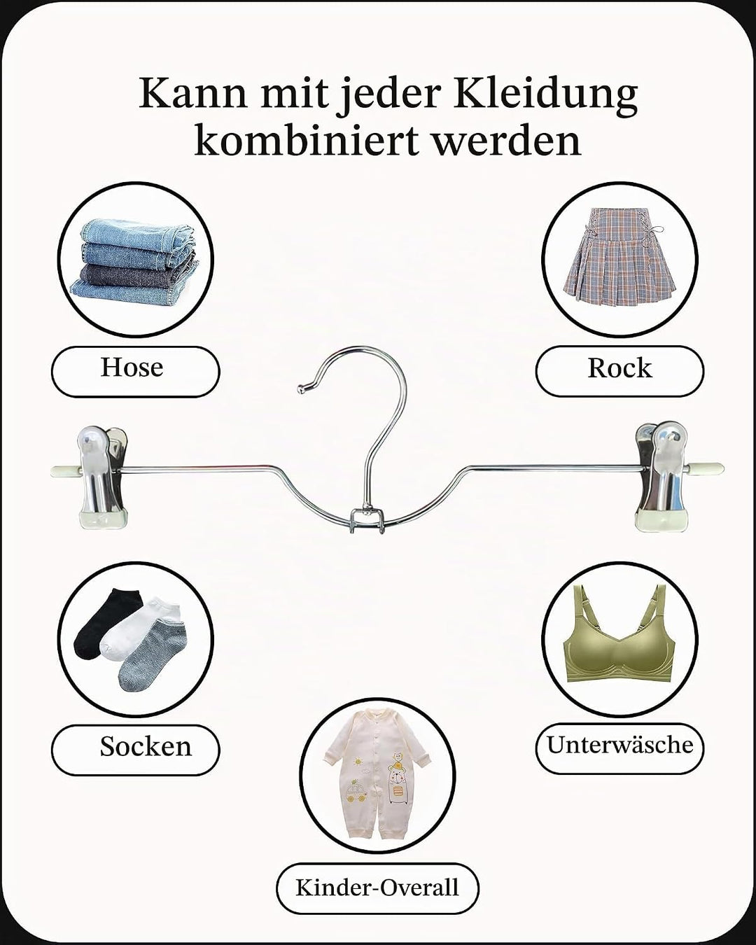 WJWSKI Hosenbügel, 20 Stück kleiderbügel Hosen, hosenbügel klemmbügel platzsparend aus Metall, Rockb