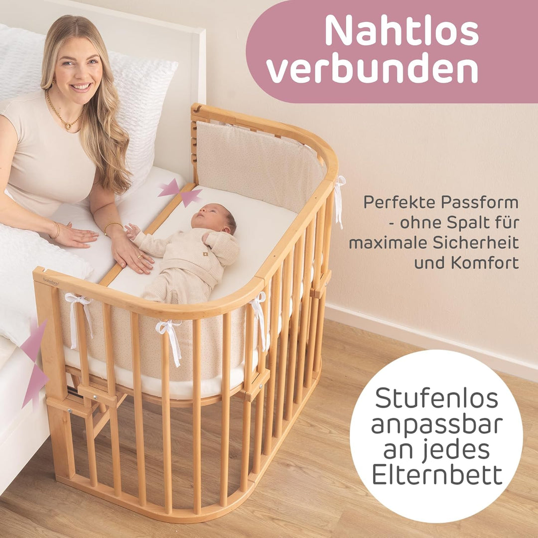 babybay Maxi Comfort Plus Beistellbett & Stubenwagen aus massivem Buchenholz / Zustellbett mit Versc