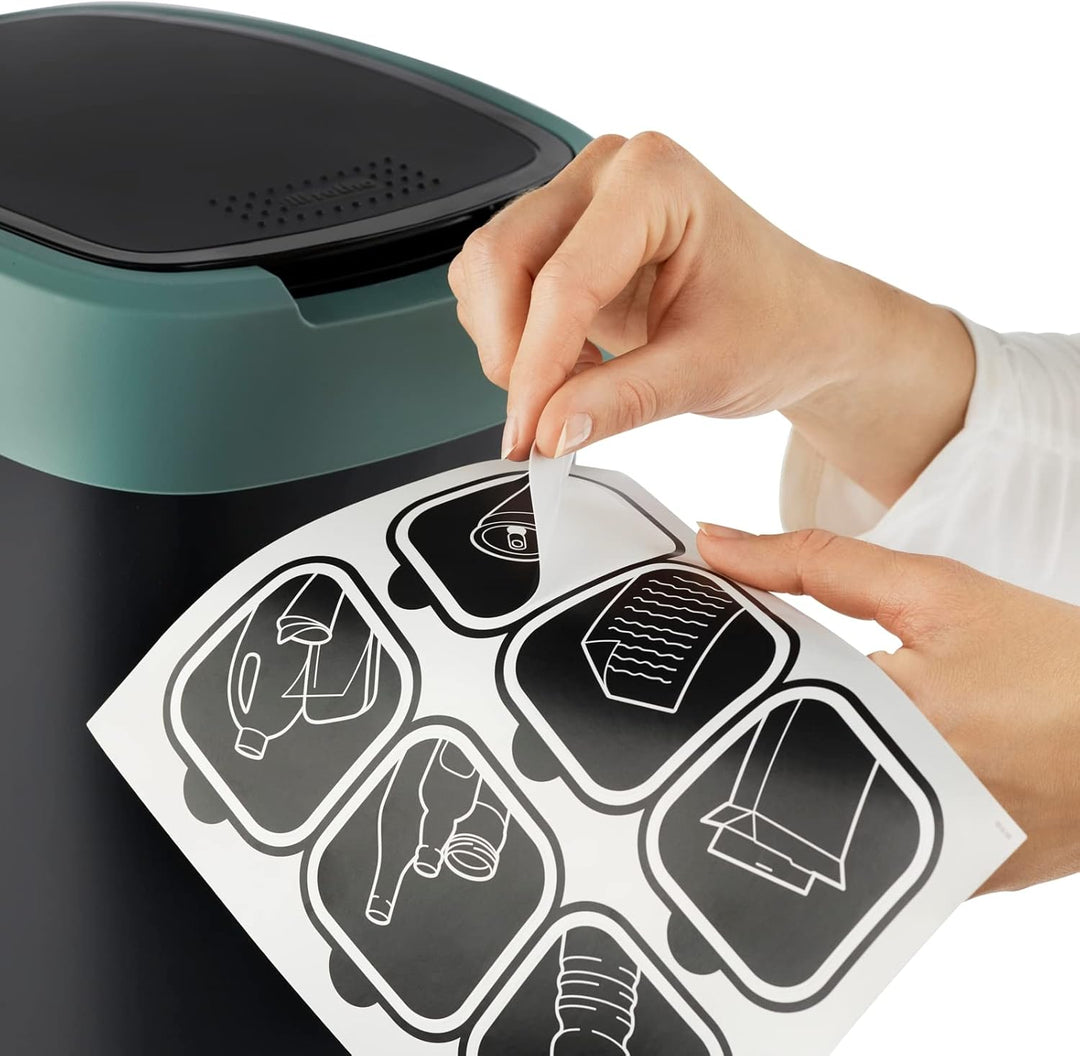 Rotho Twist 3er-Set Mülleimer 50l mit Deckel, Kunststoff (PP) BPA-frei, schwarz/türkis, 3x 50l (40.1
