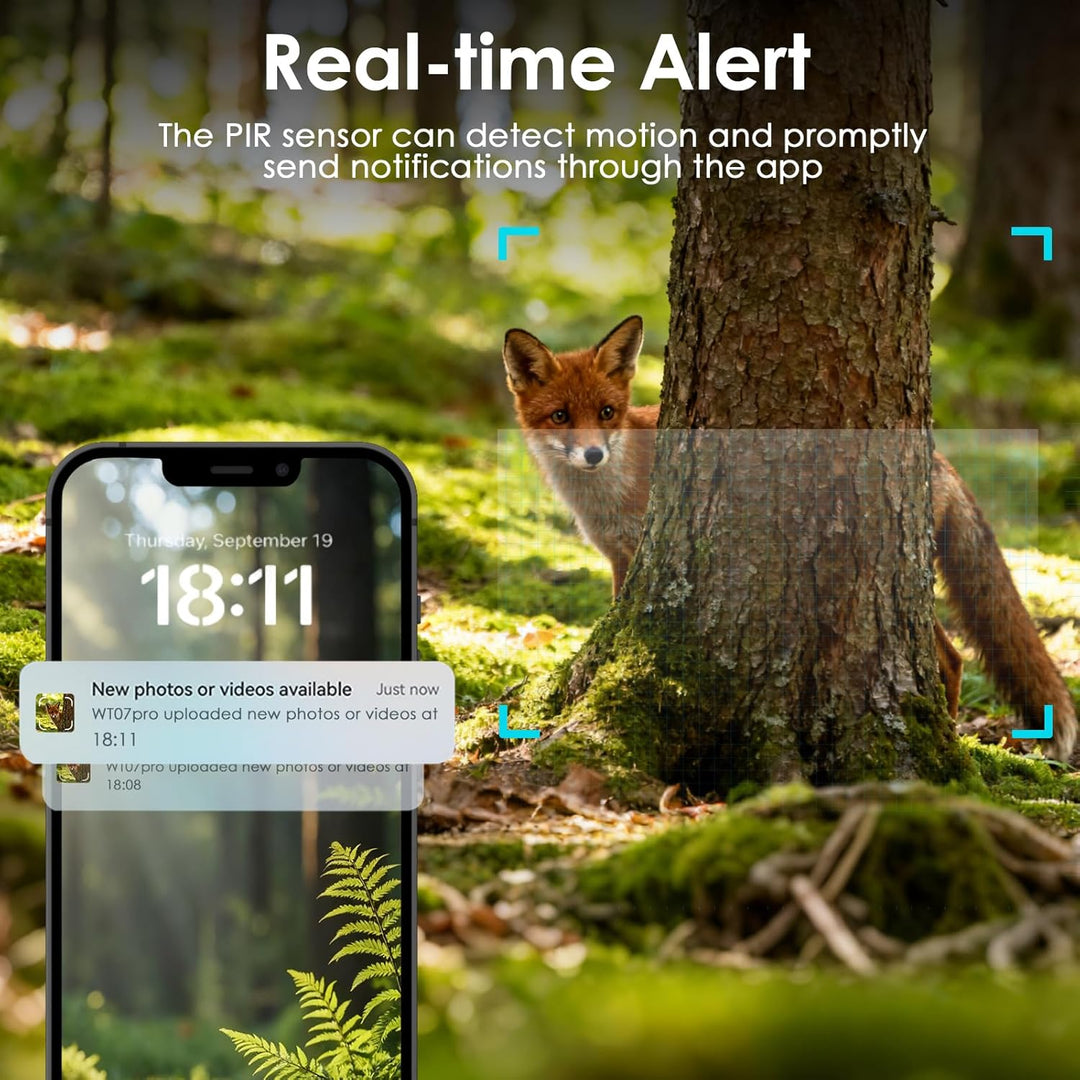 WOLFANG 4G/LTE Wildkamera Solar, 2K 48MP Live Übertragung Wildkamera mit Handyübertragung App, 5200H