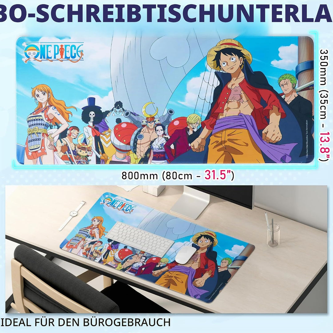 One Piece Mauspad XXL 80x35 cm, Schreibtischunterlage Gross, PC Mousepad Gaming rutschfest Schreibti