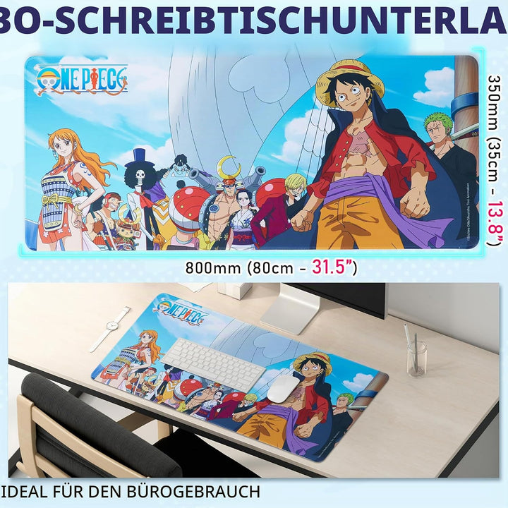 One Piece Mauspad XXL 80x35 cm, Schreibtischunterlage Gross, PC Mousepad Gaming rutschfest Schreibti