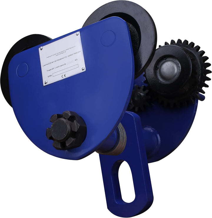 Pallit Laufkatze GEARED | 1000 kg Tragkraft | 80-125 mm Flanschenbreite | Krankatze Handfahrwerk + H