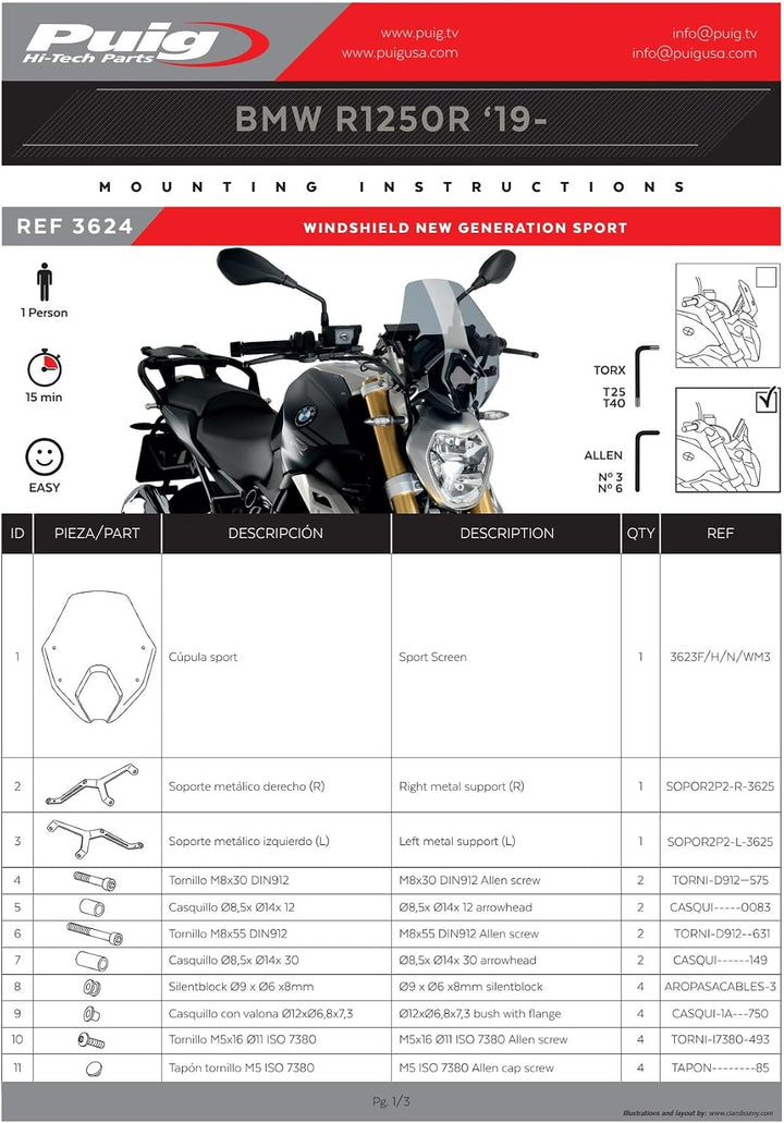Puig 3624H Windschutzscheibe Naked New Generation Sport Getönt