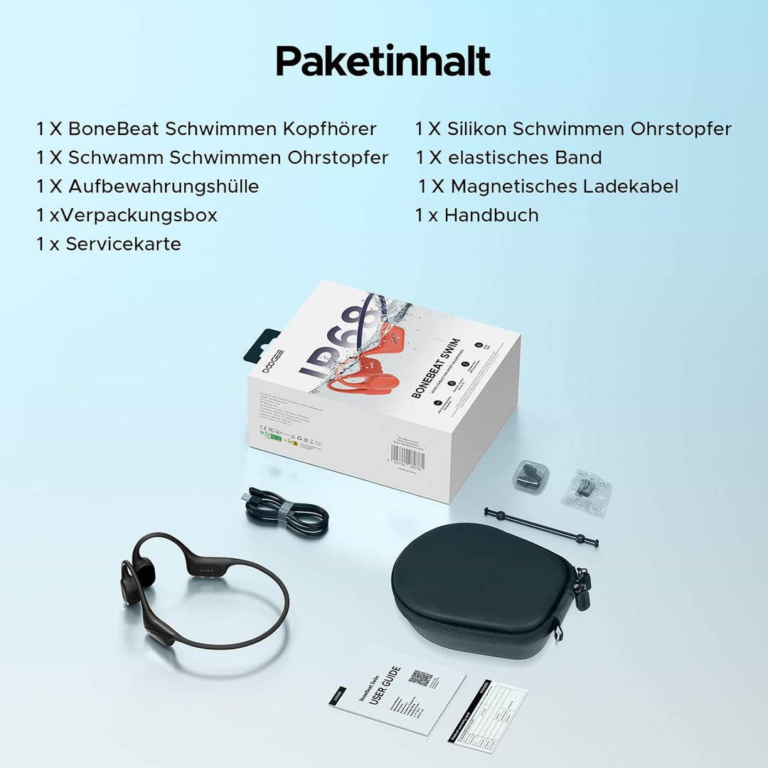 Knochenschall-Kopfhörer, IP68 wasserdichte Sport-Ohrhörer mit Bluetooth 5.4, MP3-Dualmodus, Hautfreu