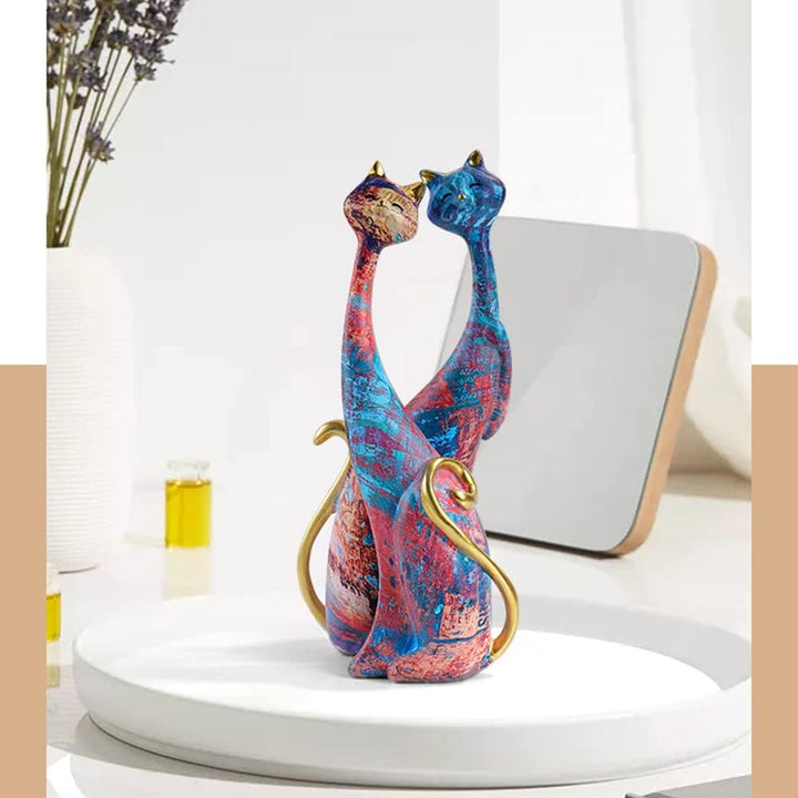 PIGPIGFLY Graffiti-Ornamente,Harz Paar Katzen,Deko Wohnzimmer,Home Store Dekoration, Bürodekoratione