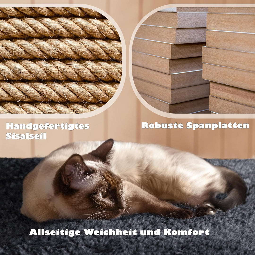 Yaheetech Kratzbaum Kletterbaum 139 cm hoch Katzenkratzbaum, Stabiler Katzenbaum mit 3 Plattformen,