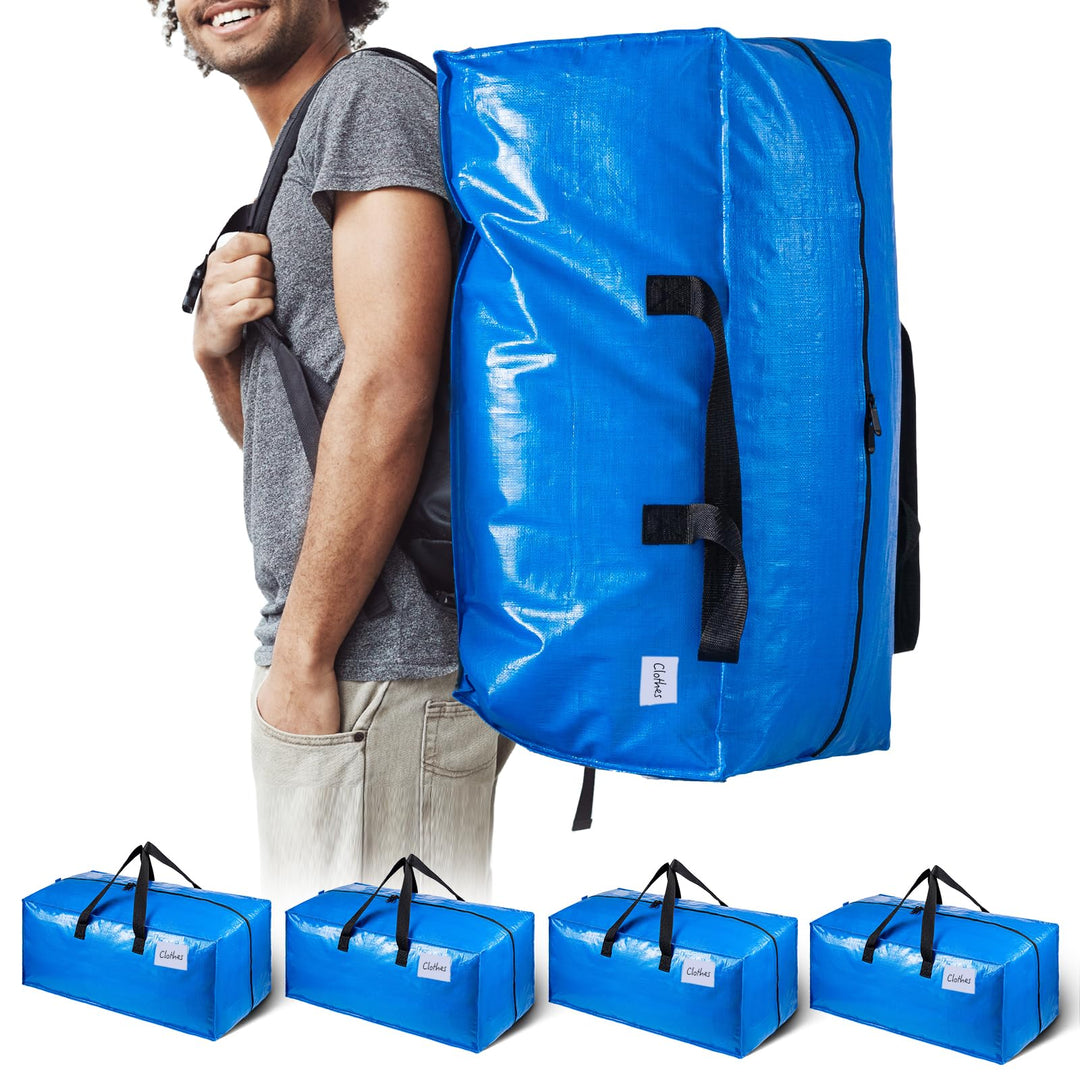 TAILI Blue Heavy Duty Moving Bags, Kleideraufbewahrungstaschen mit stabilem Reissverschluss und star