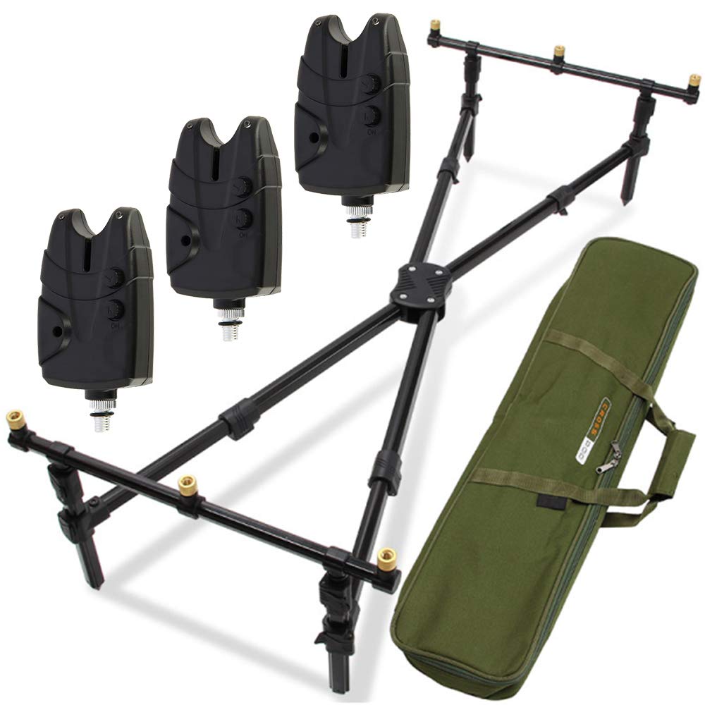 G8DS® Set Rod Pod Rutenhalter + luxuriöser Tragetasche inklusive 3 Bissanzeiger mit Lautstärke- und