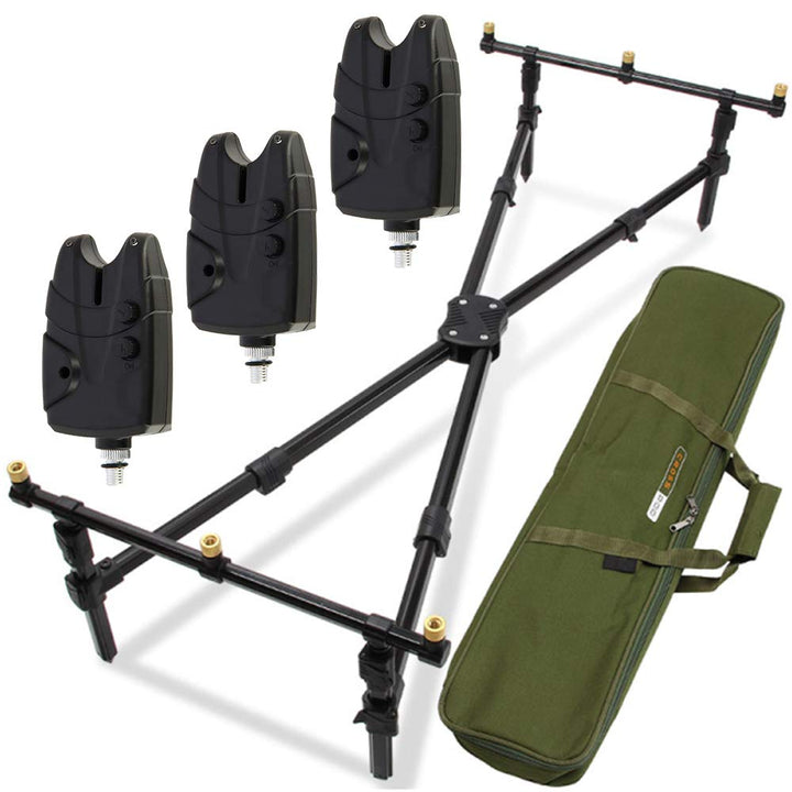 G8DS® Set Rod Pod Rutenhalter + luxuriöser Tragetasche inklusive 3 Bissanzeiger mit Lautstärke- und