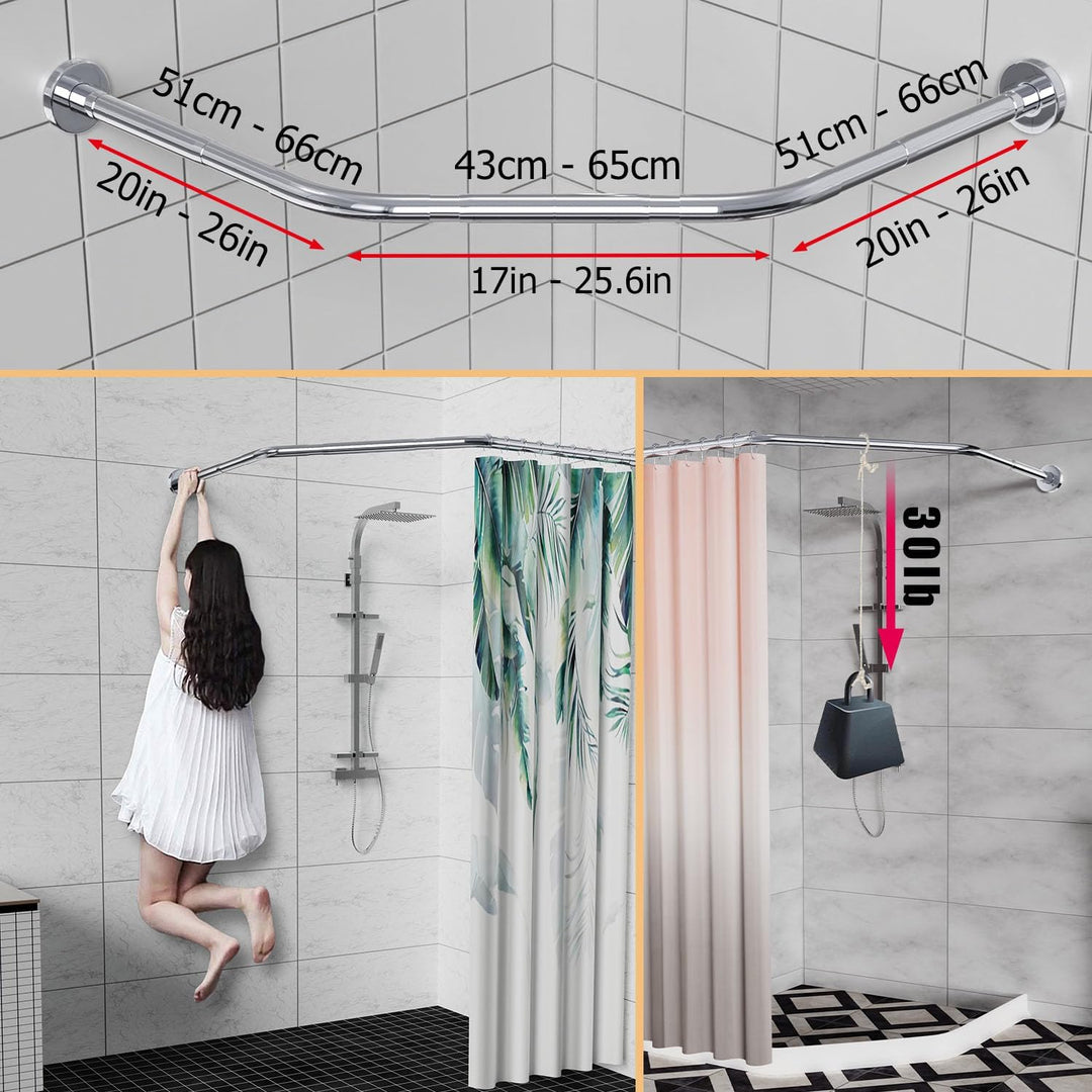 Sikaiqi Dehnbare 304 Edelstahl Diamant Form Badezimmer Badewanne Ecke Duschvorhangstange (Diamantfor