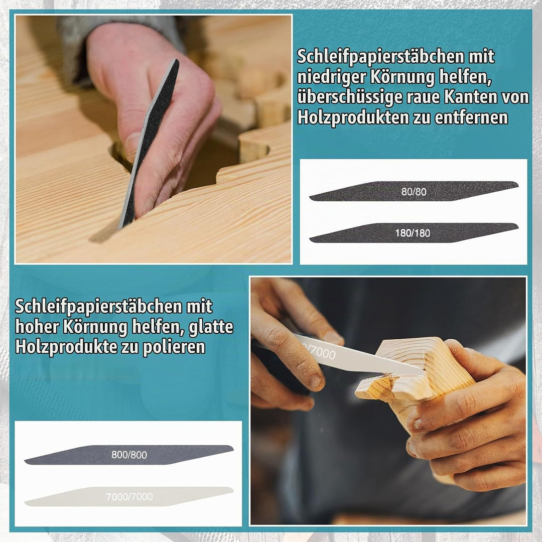Honoson 40 Polierstäbe für Kunststoff Modell Metall Holz Schleifstäbe Modellbau Werkzeug Schleifpapi