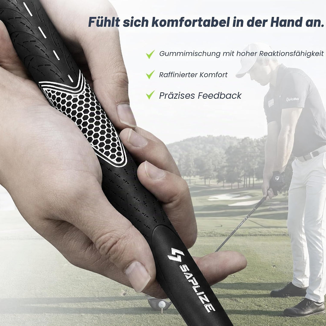 SAPLIZE Golfgriffe 13er-Set mit komplettem Regripping-Kit, Standard/Mittelklasse, Weiss/Grün/Rot/Bla
