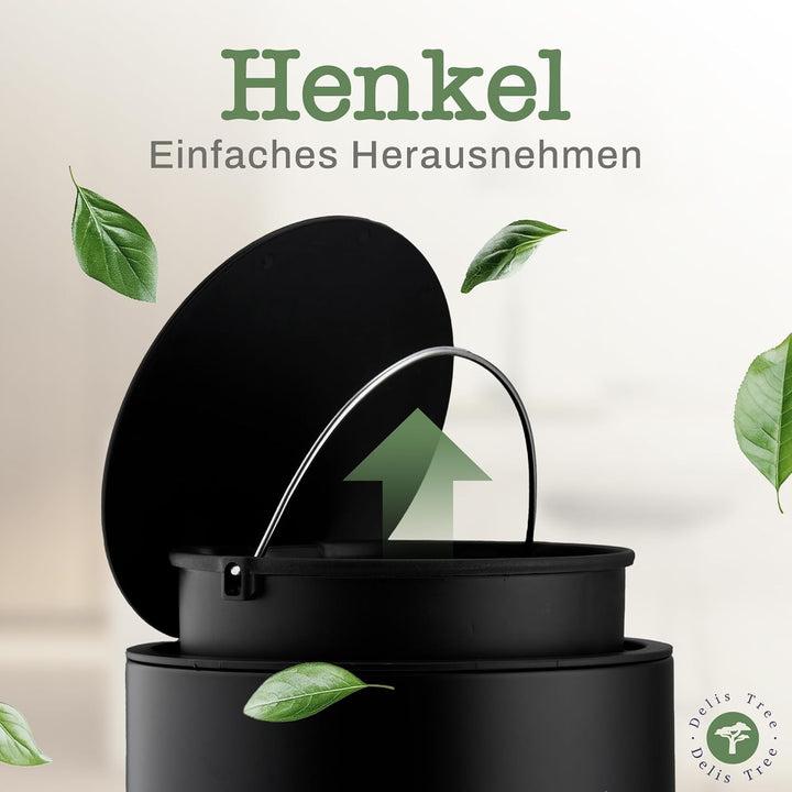 Mülleimer 5L, Tretmülleimer mit edlem Design & Softclose, Anti-Geruch Abfalleimer, für Bad Badezimme