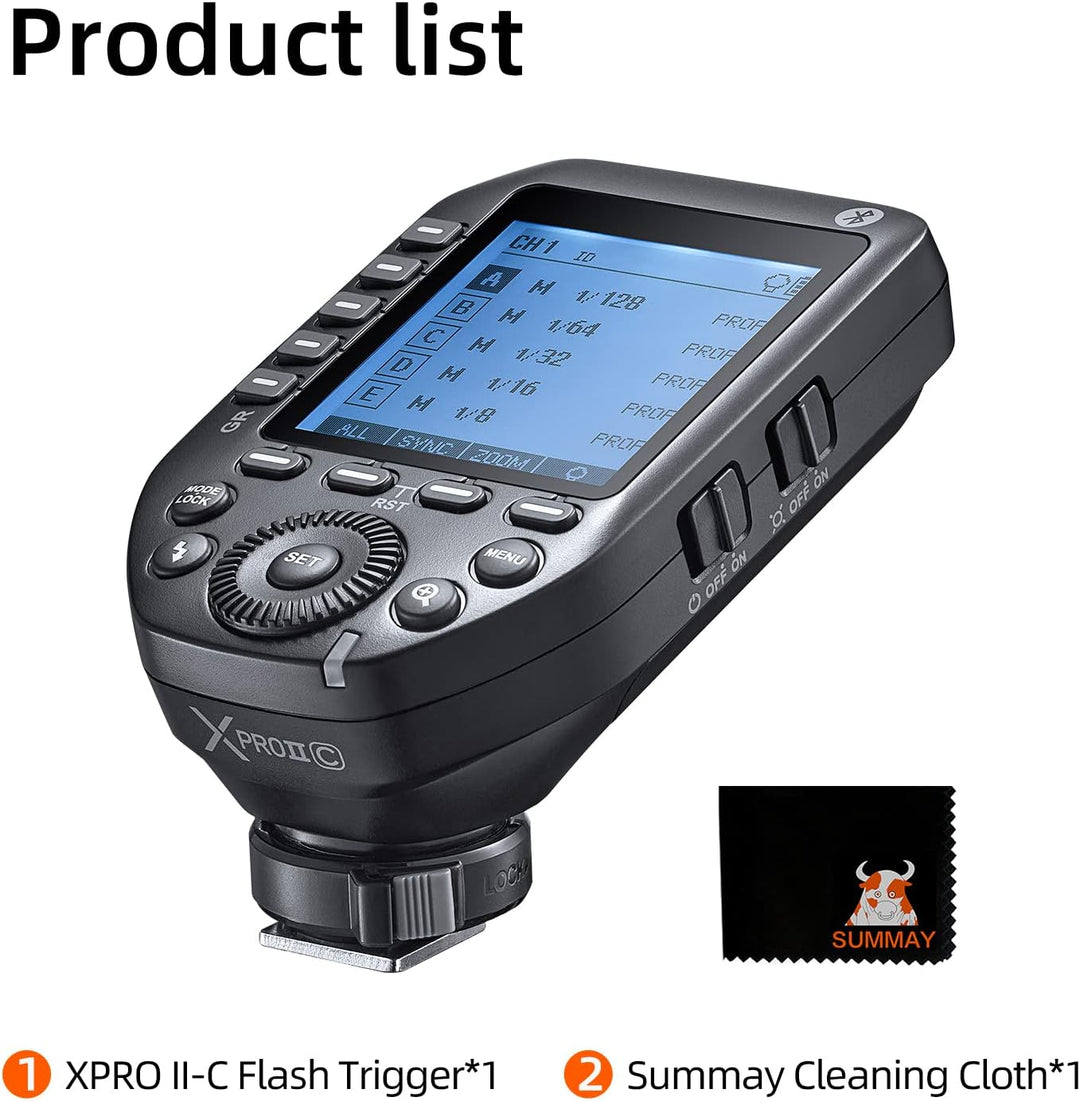 Godox XProII-C TTL Wireless Flash Trigger 1/8000s HSS, TCM Instantaneous Switching, APP Control, 16