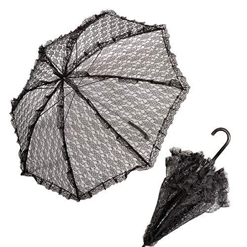 PARTY DISCOUNT Schirm aus Spitze, schwarz, ø 83 cm Schirm aus Spitze Schwarz, Schirm aus Spitze Schw
