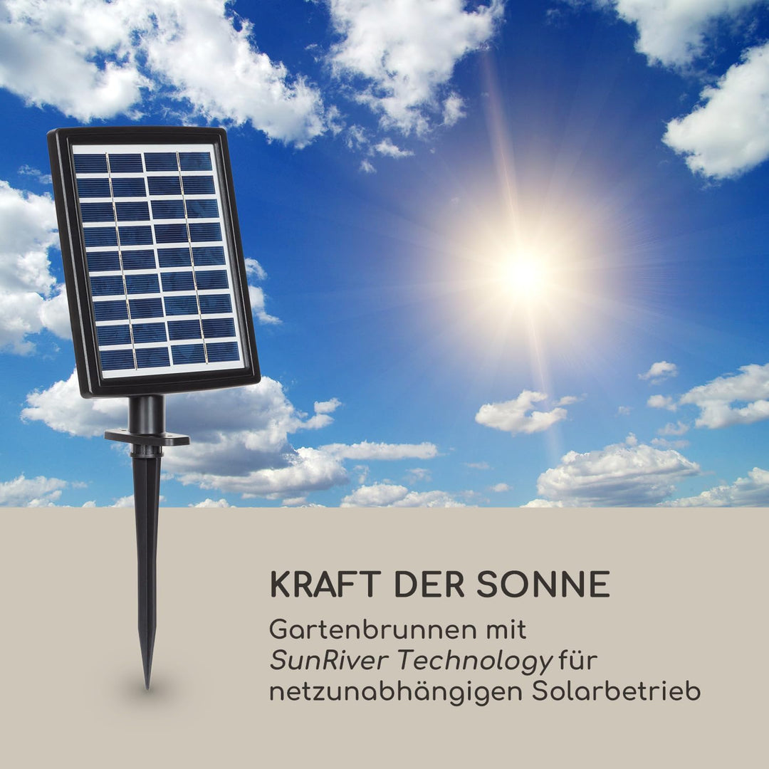 blumfeldt Dharma Solarbrunnen, Gartenbrunnen, Zierbrunnen, Dekobrunnen, Solarbetrieb, LED-Beleuchtun
