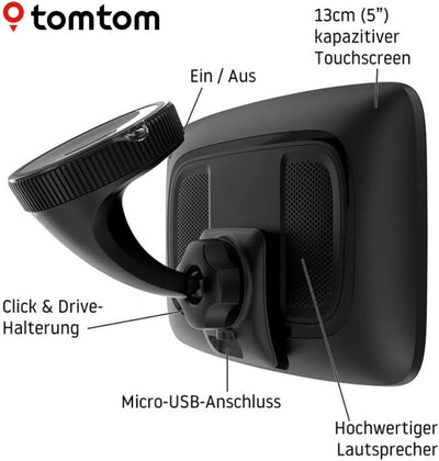 TomTom LKW Navigationsgerät GO Expert (5 Zoll Display, Routen für grosse Fahrzeuge, Stauvermeidung d