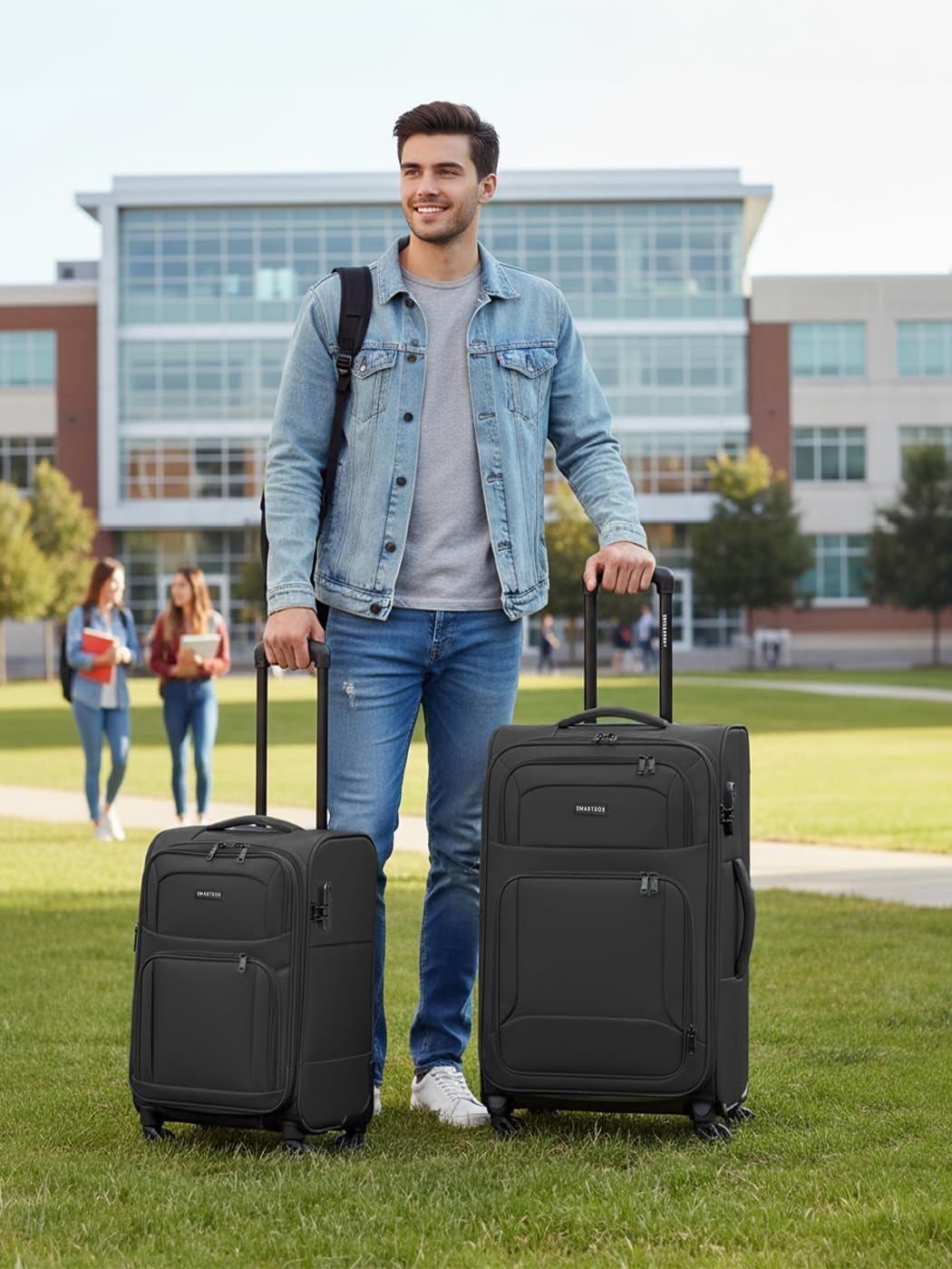 SMARTBOX Weichgepäck Check-in Koffer für Damen & Herren | Mittelgrosser Trolley 41 x 27 x 67 cm | 4