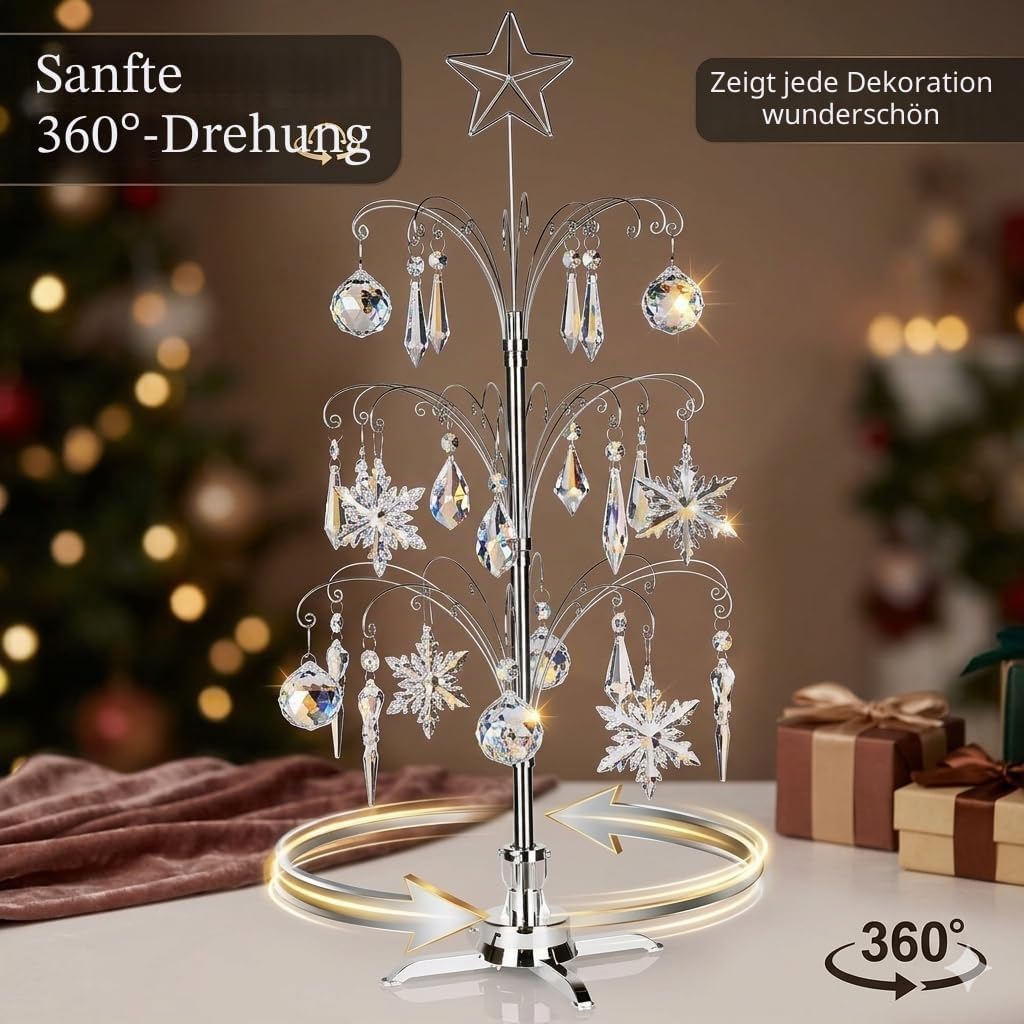 HOHIYA Metall Weihnachten Ornament Display Baum drehbarer Ständer 119,4 cm (Silber) 47"H Rotating St
