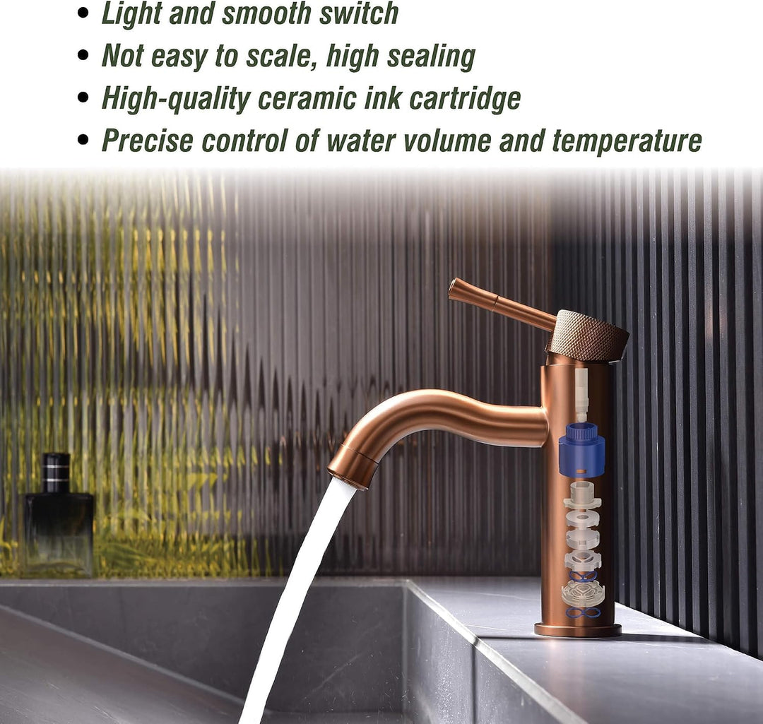 Wasserhahn Rose Gold mit Verlängerung, Strahlregler,Waschtisch Waschtisch,für Badezimmer Waschtische