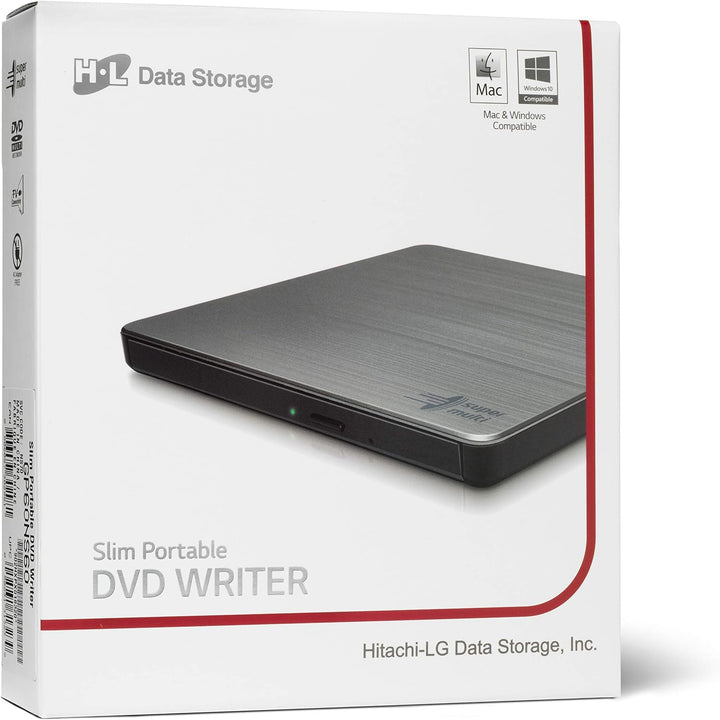 Hitachi-LG GP60 External DVD Drive, Slim Portable DVD Burner/Writer/Player for Laptop, Windows and M