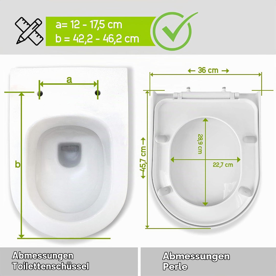 Aqua Bagno | Universal Toilettendeckel mit Absenkautomatik &amp; WC-Sitz in D-Form, überlappender Deckel