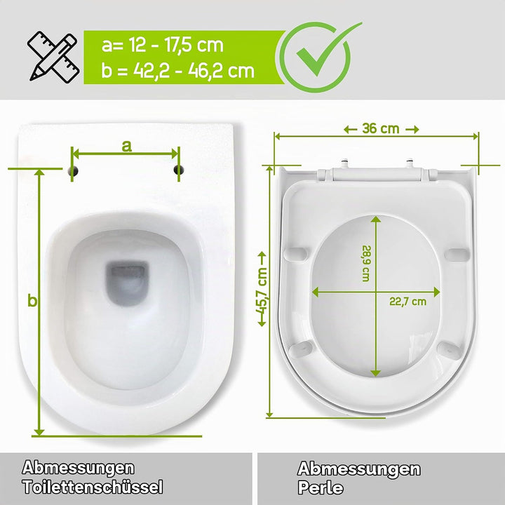 Aqua Bagno | Universal Toilettendeckel mit Absenkautomatik &amp; WC-Sitz in D-Form, überlappender Deckel