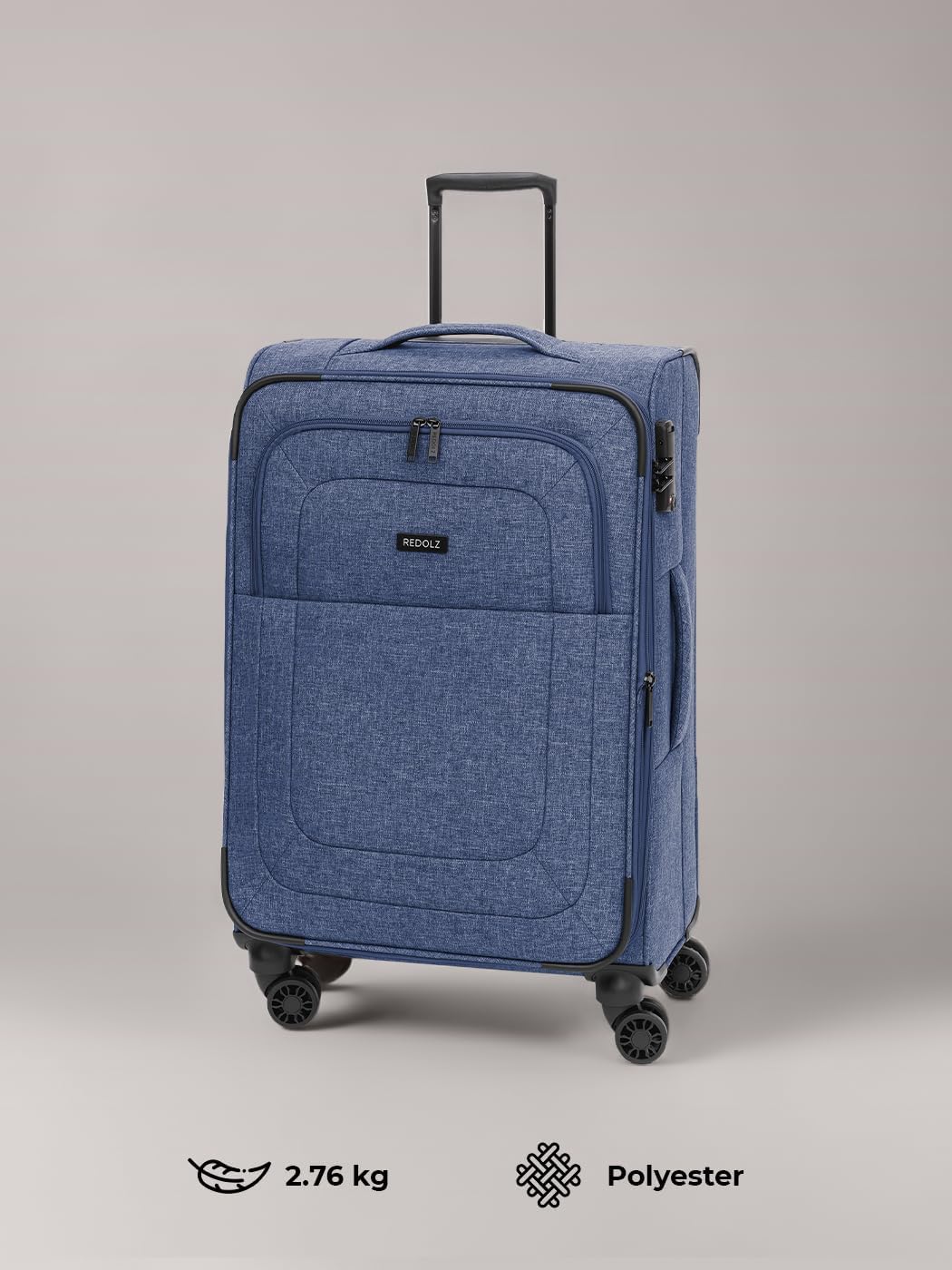 REDOLZ MEDIUM Weichschalen Koffer für Männer & Frauen | Leichter Trolley 67 cm mit 4 Doppelrollen &