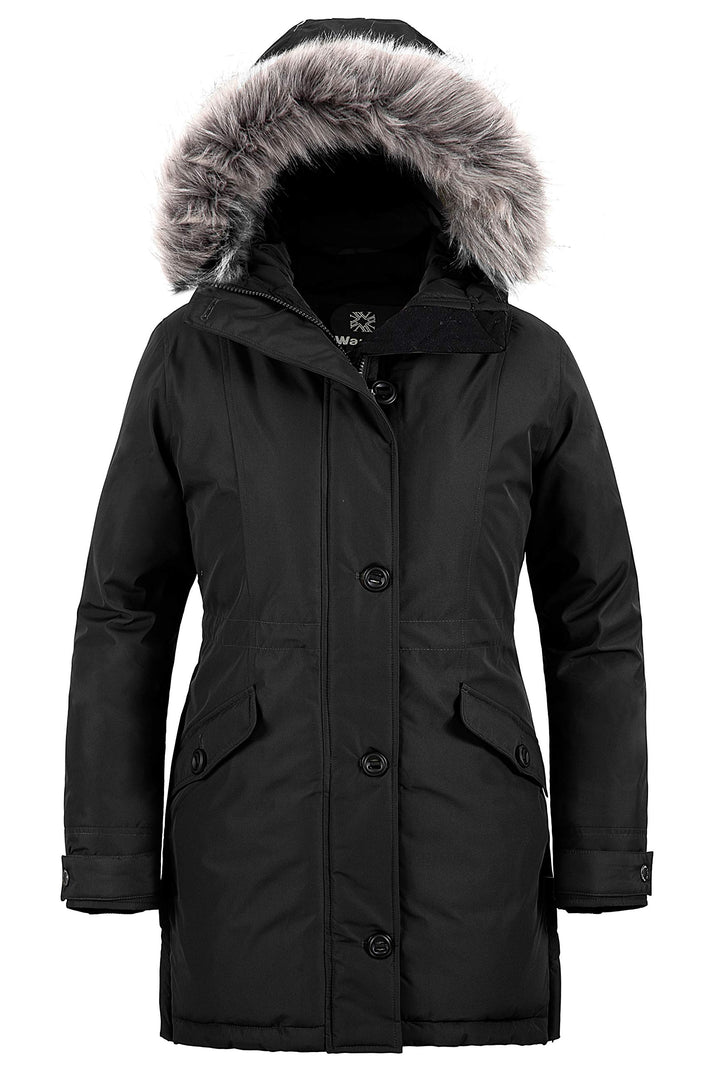 Wantdo Damen Winter Warm Puffer Mantel Wasserabweisend Outdoor Jacke Winddichte Oberbekleidung Mante