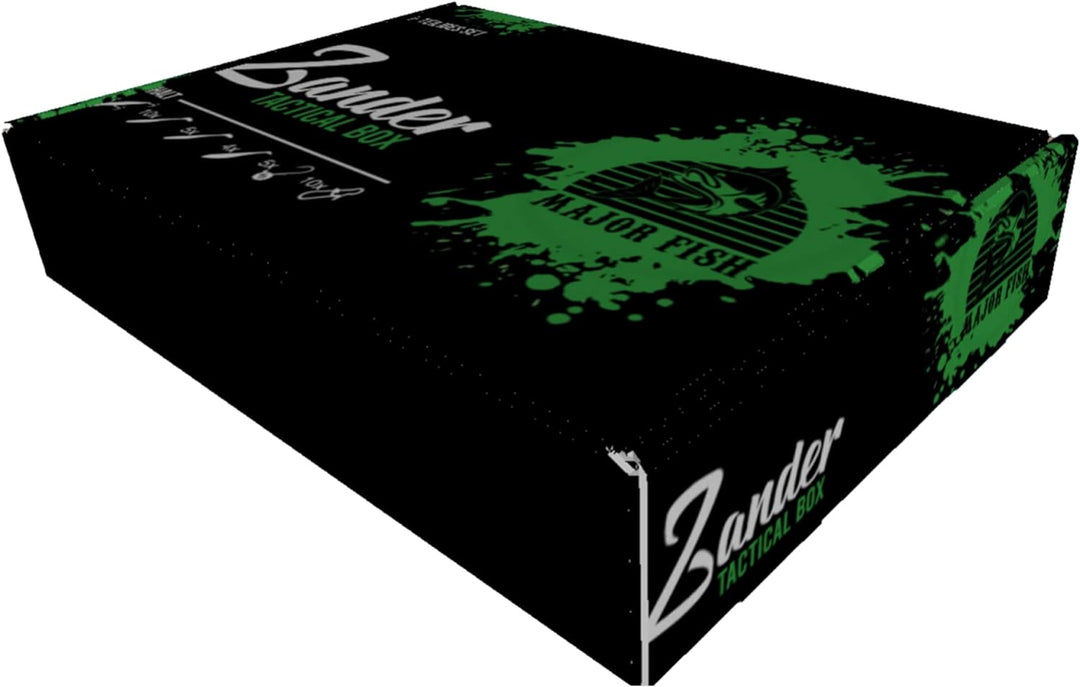 Major Fish Zander Tactical Box 36- teilig Gummifische mit Jigköpfe Wobbler + Raubfisch Zubehör