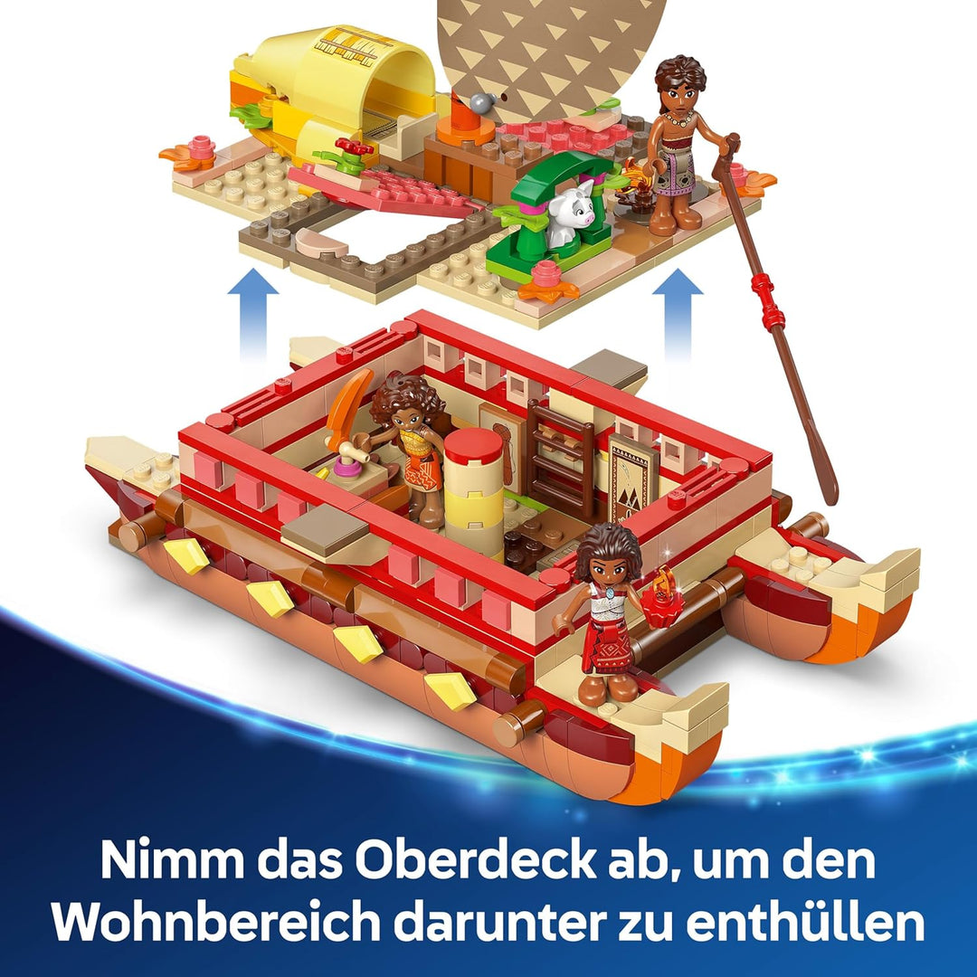 LEGO ǀ Disney Vaiana 2: Vaianas Abenteuerfloss - Spielzeug Boot mit Textilsegel, abnehmbarem Deck, L
