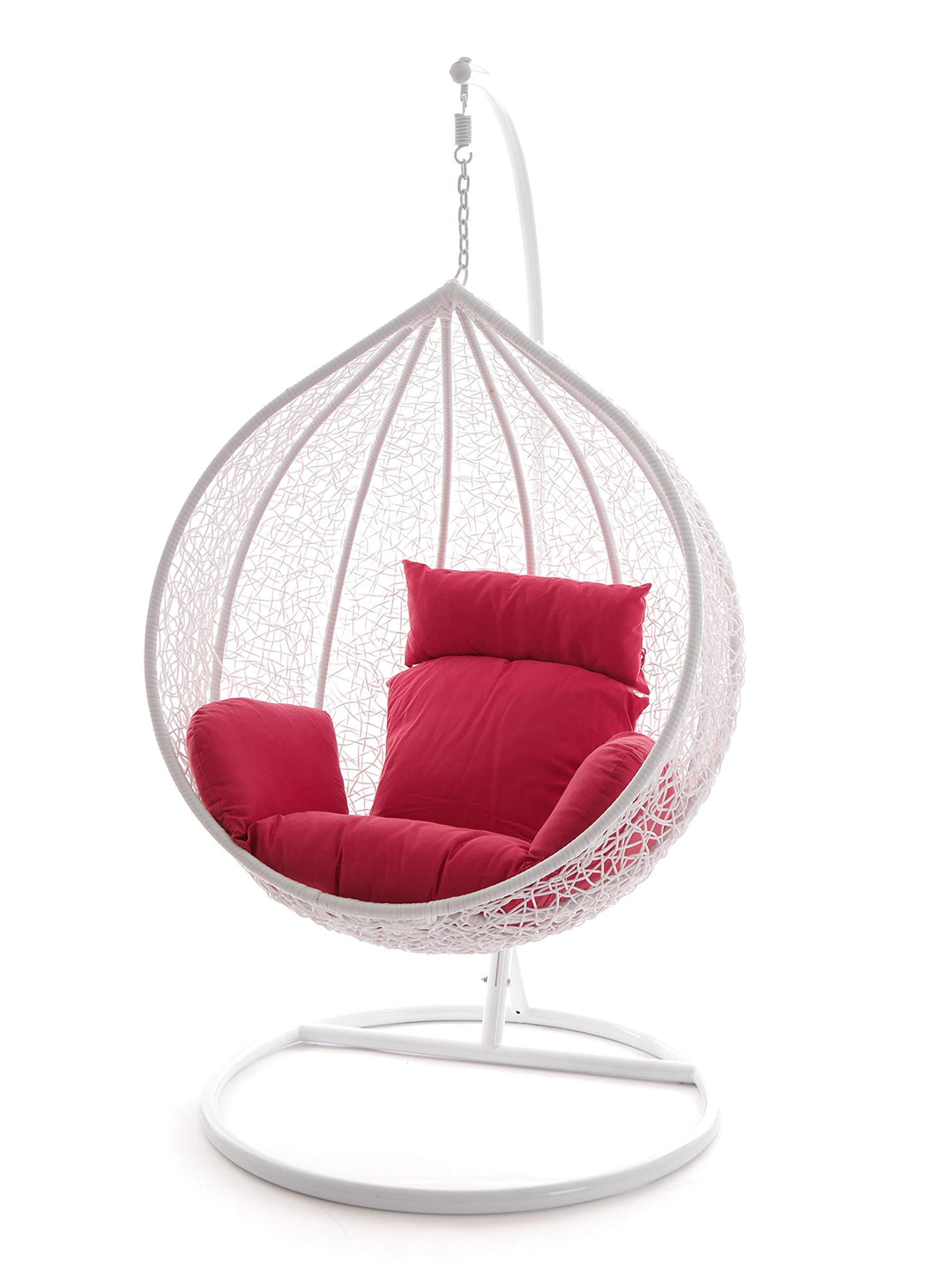 Swing Chair Hängesessel Hängestuhl Polyrattan Schwebesitz Loungesessel (pink) Rosa, Rosa