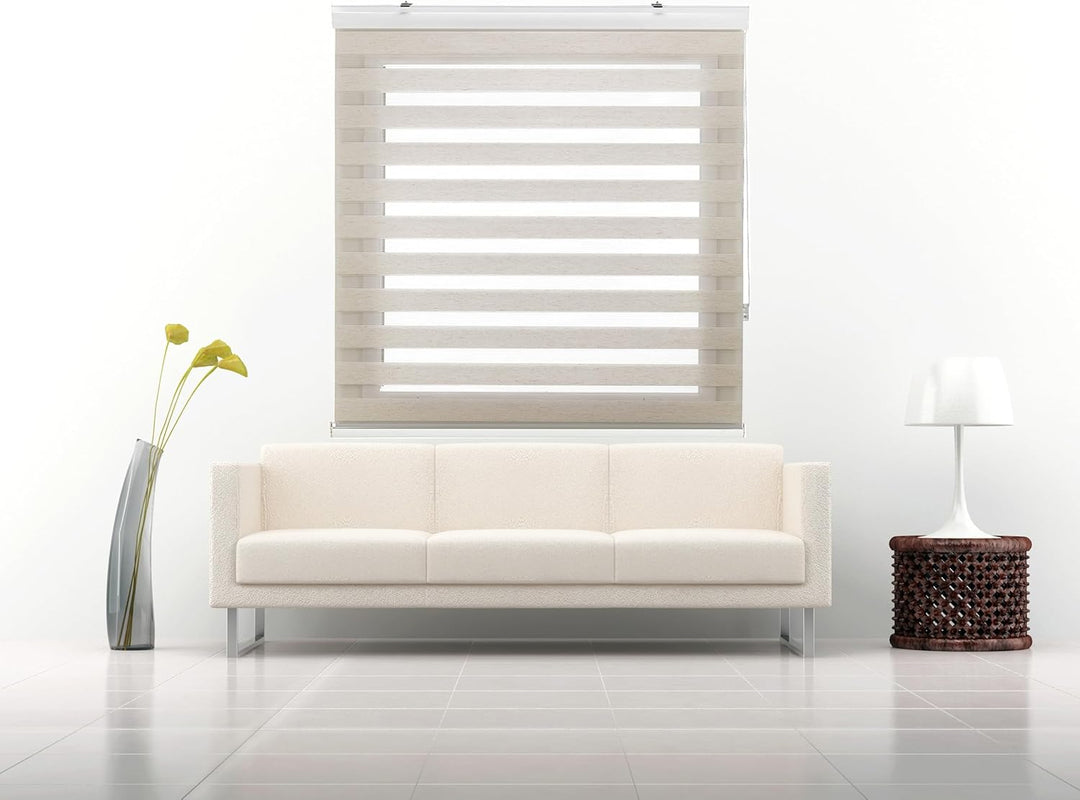 Estoralis 36939 SANSA Doppelrollo mit dekorativer Kassette, Polyester, Ekrü, 125 x 250 cm Ekrü 125 x