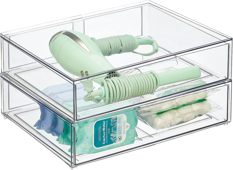 mDesign Kosmetikorganizer – stapelbare Schubladenbox aus Kunststoff – praktische Box zur Aufbewahrun