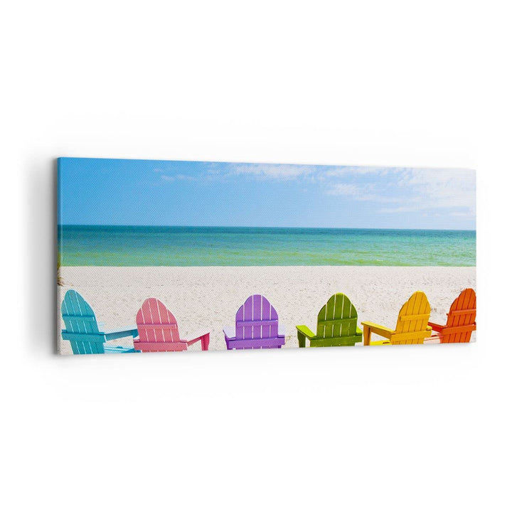 Wandbilder Dekoration Wohnzimmer Sunbed ufer florida Sommer Panorama Bilder auf Leinwand 120x50cm Le
